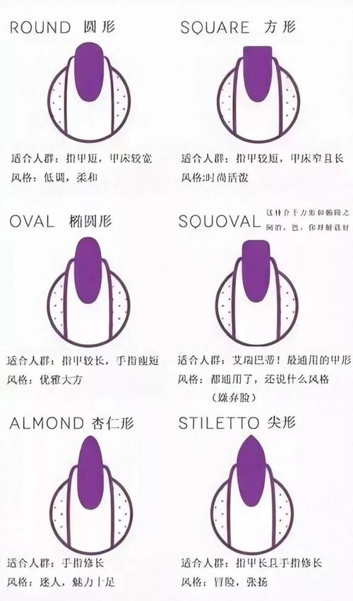 美甲甲型五种分类图