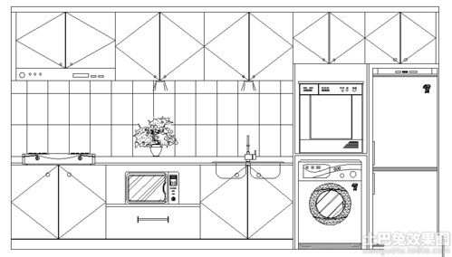 厨房立面图手绘效果图