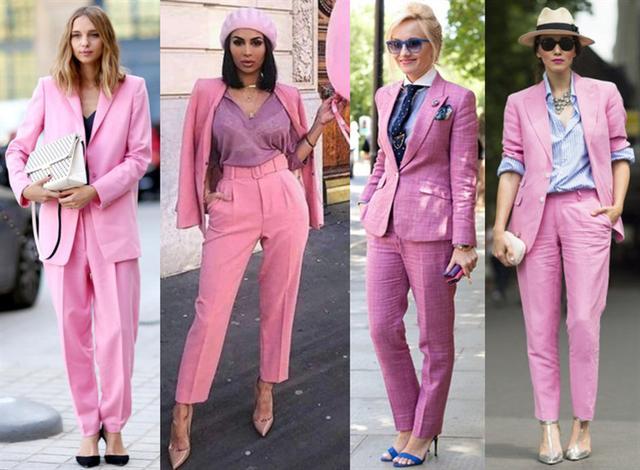 粉色西服怎么搭配图片 粉色西服里面怎么搭