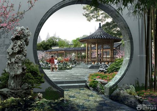 中式庭院绿化效果图
