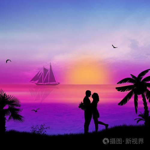 情侣在海边的浪漫图片 两个人在海边浪漫图片