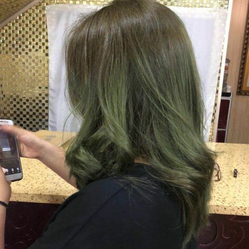 草绿色头发 绿色的头发图片