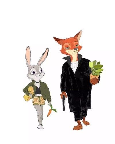 狐狸和兔子情侣图片