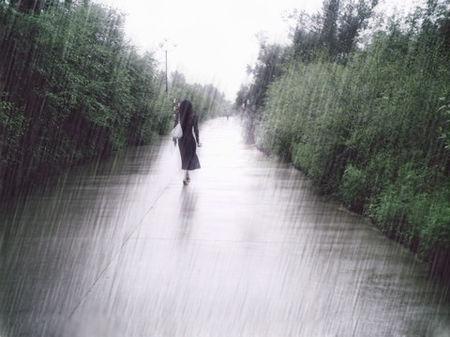 情侣雨中漫步背影图片