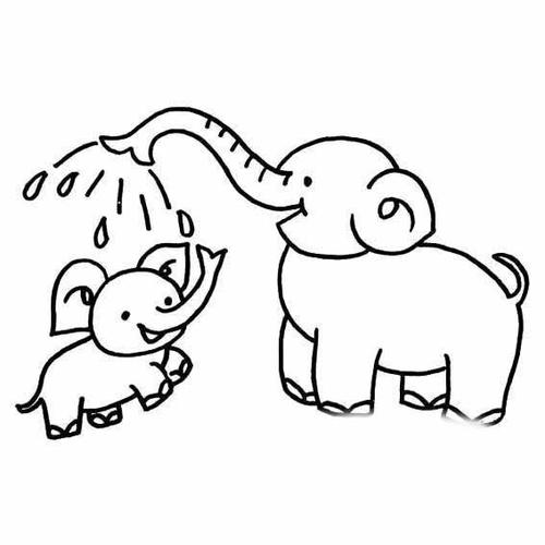 动物洗澡图片简笔画