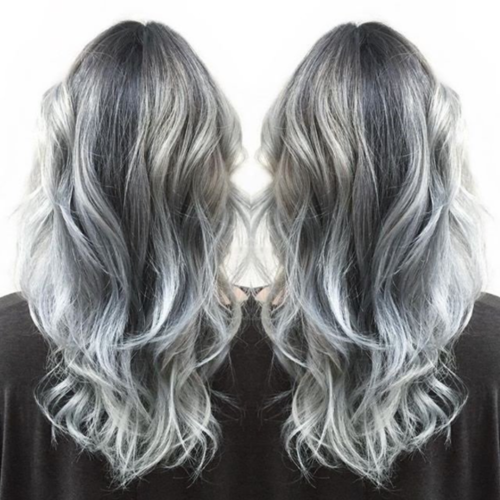 蓝紫灰色头发图片