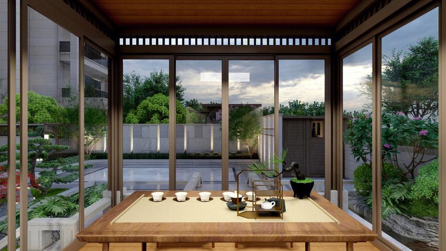 中式庭院绿化效果图