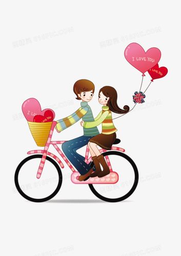 情侣坐自行车图片大全