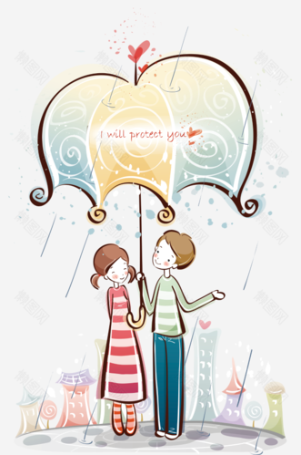 情侣雨伞图片