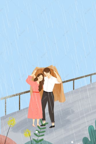 雨中情侣图片