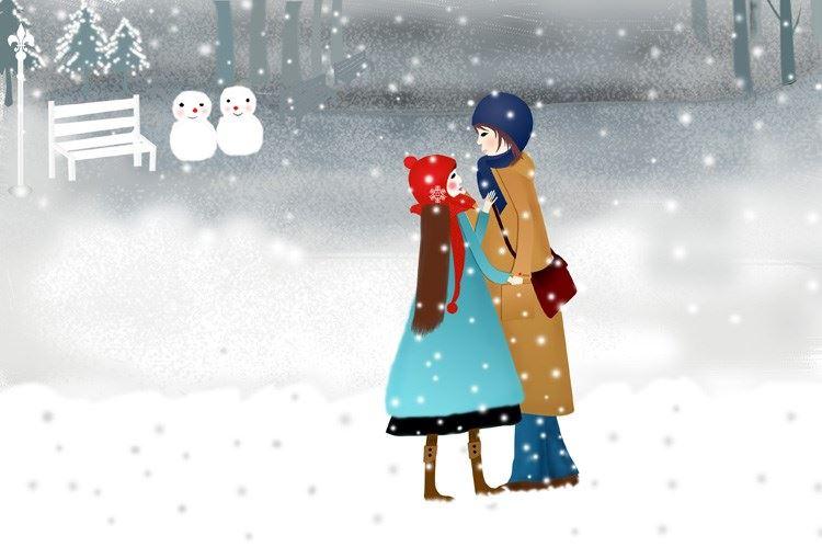 大雪中的情侣图片